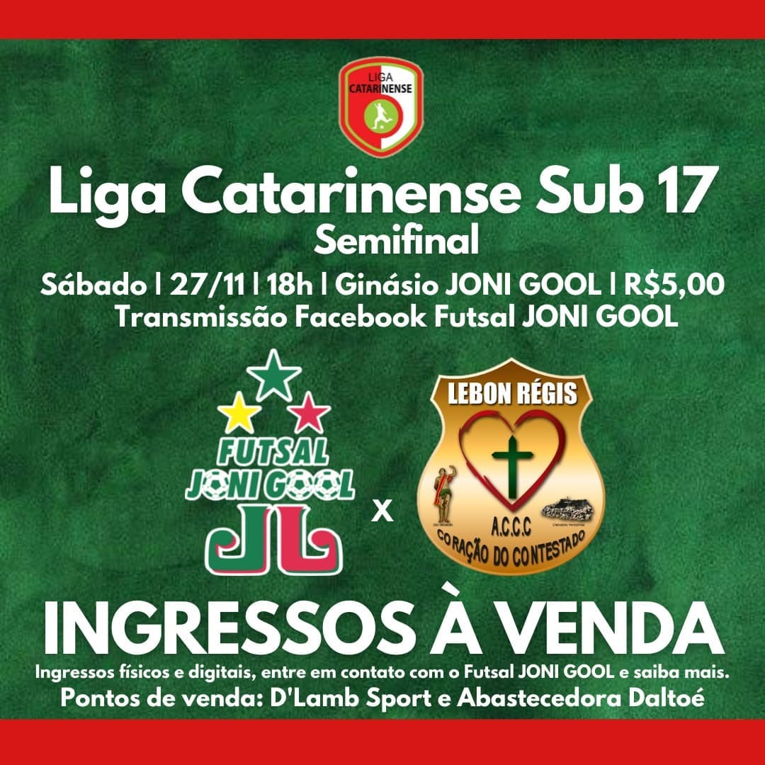 Inicia comercialização de ingressos para o jogo de volta da semifinal da LCF Sub 17