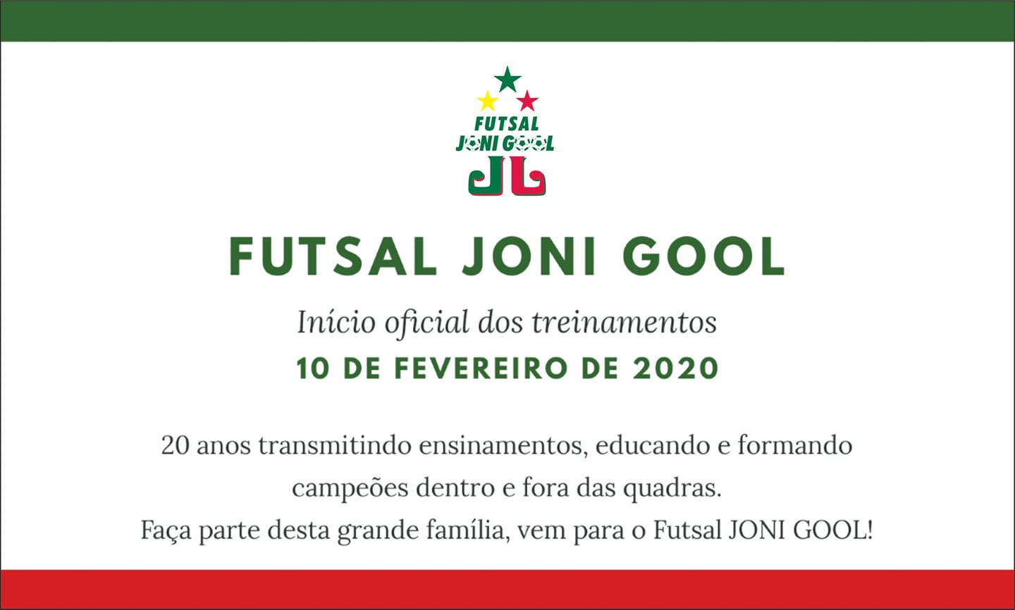 Início horários oficiais Futsal JONI GOOL 2020