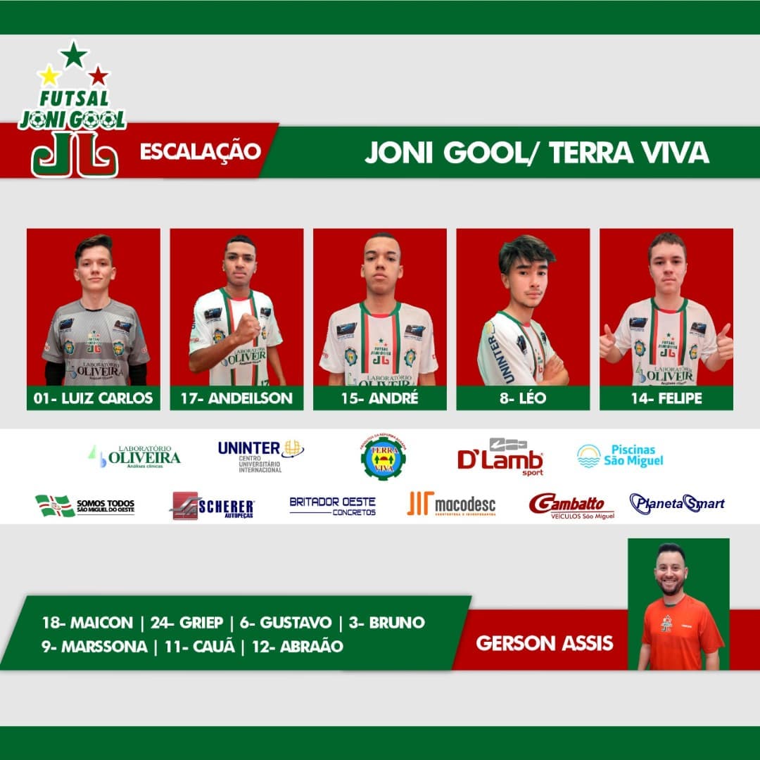 JONI GOOL/Terra Viva escalado para confronto diante da AGN/Capinzal