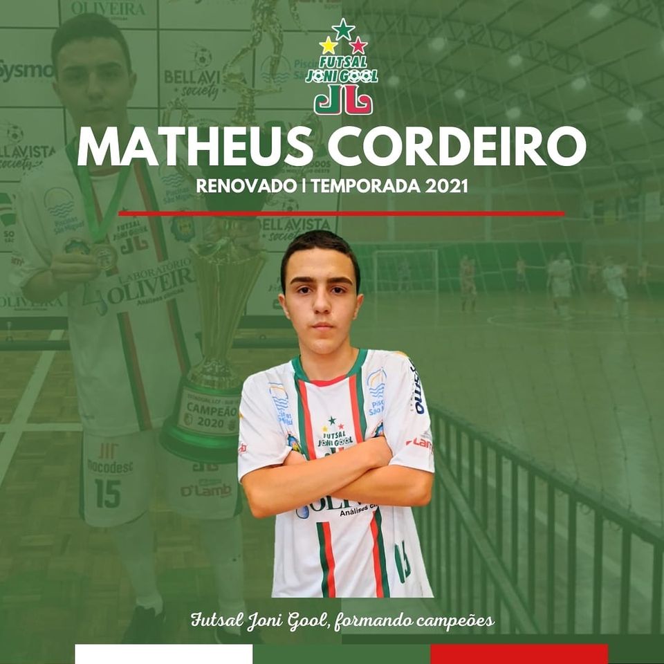 Matheus Cordeiro seguirá defendendo as cores do Futsal JONI GOOL em 2021